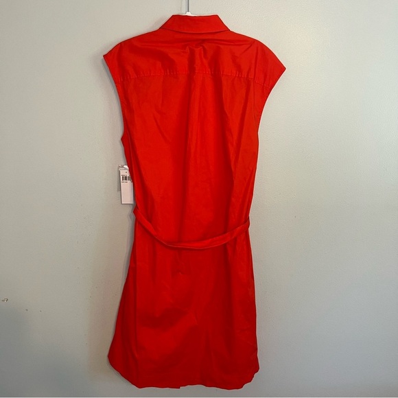NWT Donna Morgan Sleeveless Button Front Shirt Dress Sz 10 Red Belted Preppy - Picture 11 of 11